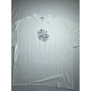 Men’s T-Shirt Size 2XL Embroidered “Where My Witches At” White 100% Cotton